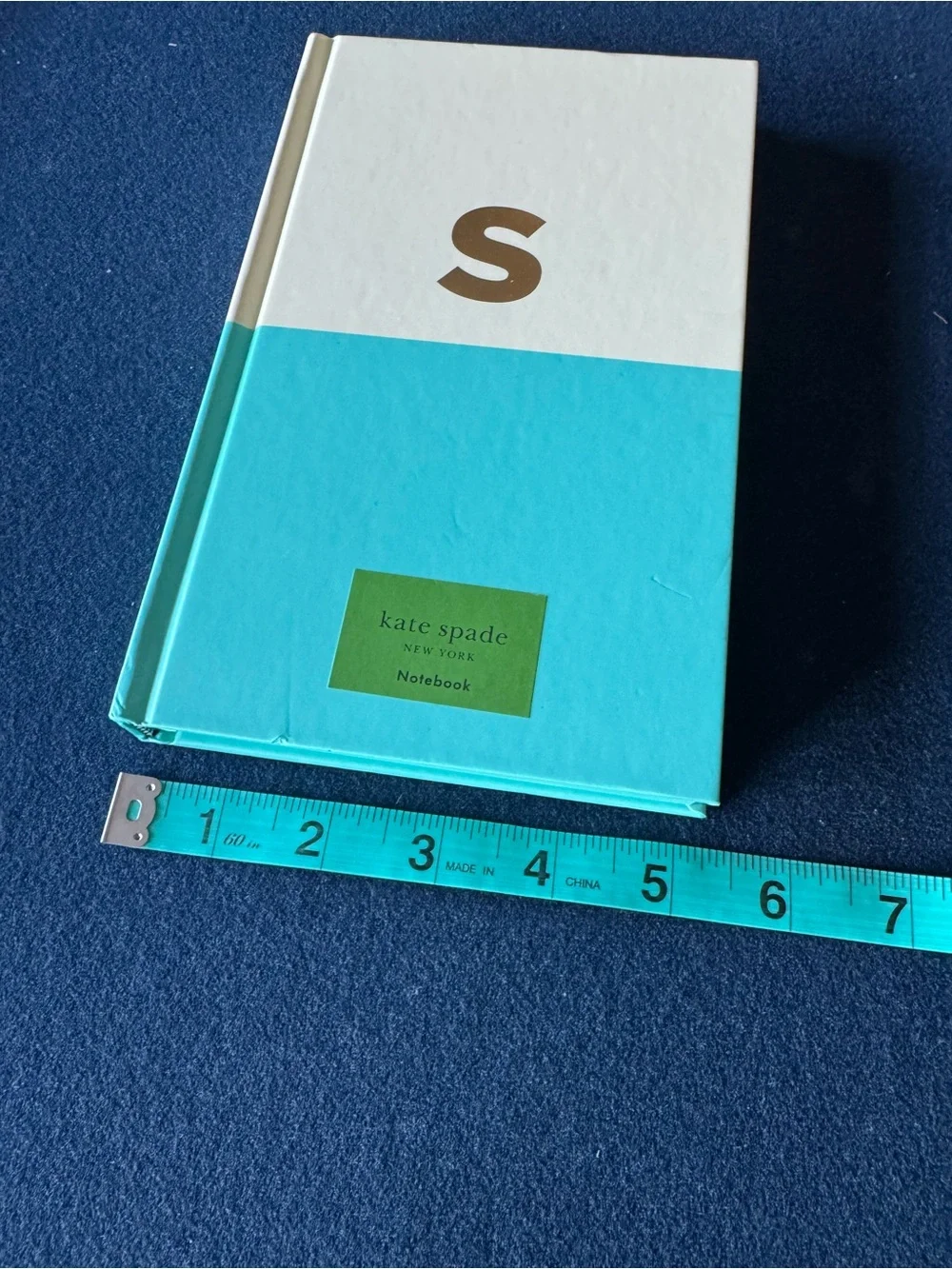 kate spade ♠️ teal & cream lined notebook w/coordinating ribbon place marker